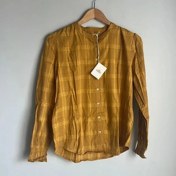 NEW Faherty HARPER TOP IN ASPEN GOLD PLAID - Picture 2 of 10